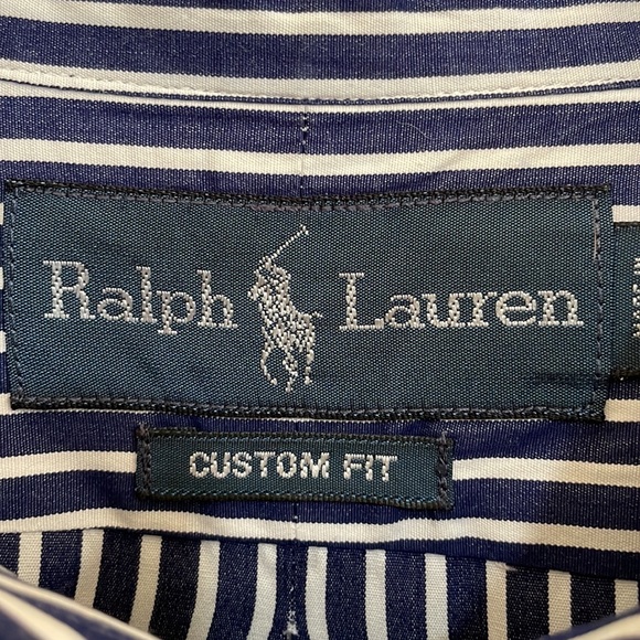 Polo Ralph Lauren XL custom fit navy blue with white stripe. . Mint condition ! - Picture 2 of 4